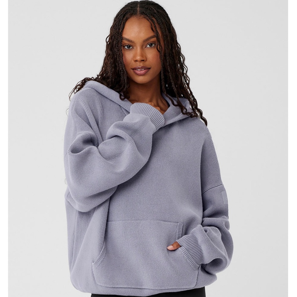 Alo Scholar Hooded Sweater - Fog SMALL
